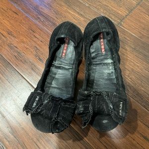 Prada Suede Flats size 38.5 BLACK